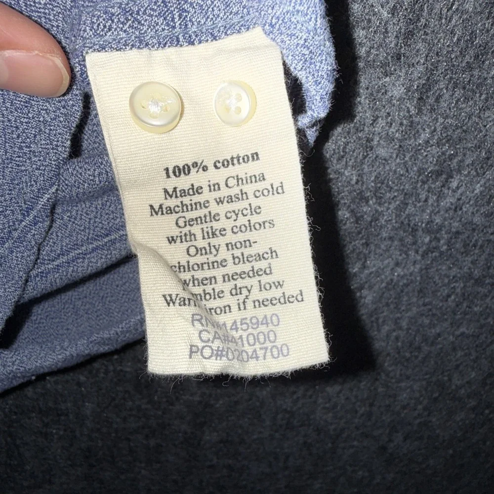Life After‎ Denim Men's Button Down Cotton Short Sleeve Blue Striped Pocket 2XL